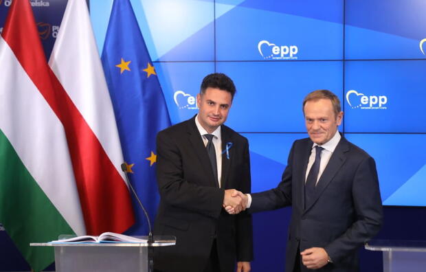 Peter Marki-Zay, Donald Tusk / autor: screenshot Twitter Platforma Obywatelska