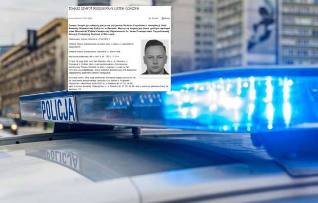 List gończy za Tomaszem Szmydtem opublikowany przez policję / autor: Fratria