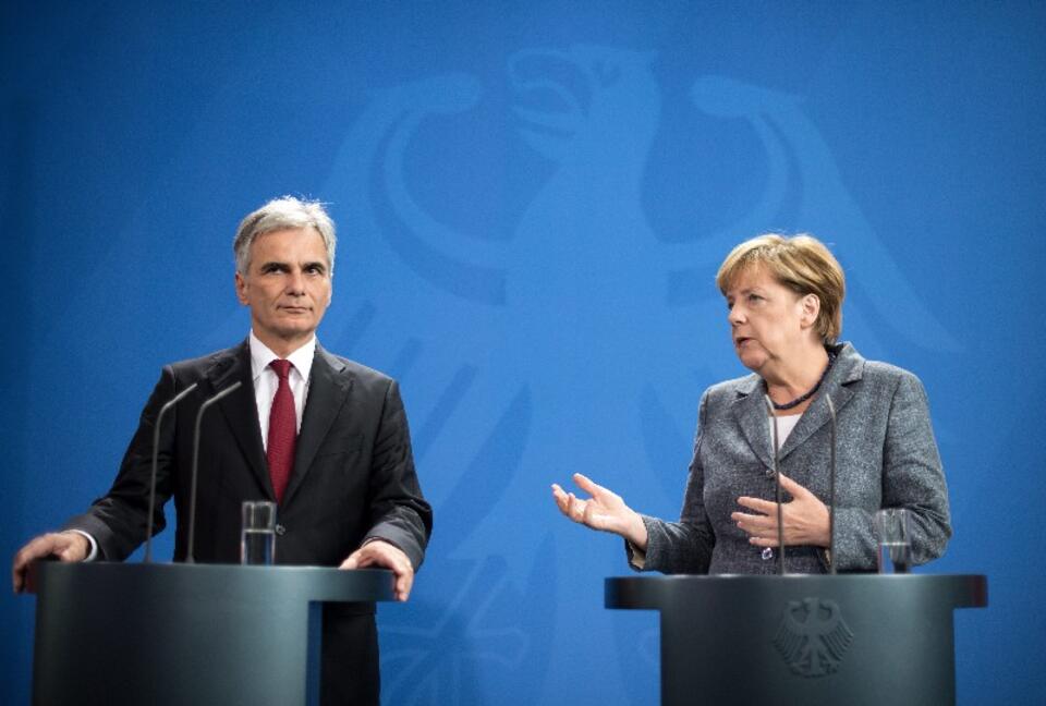 Angela Merkel i Werner Faymann, PAP/EPA