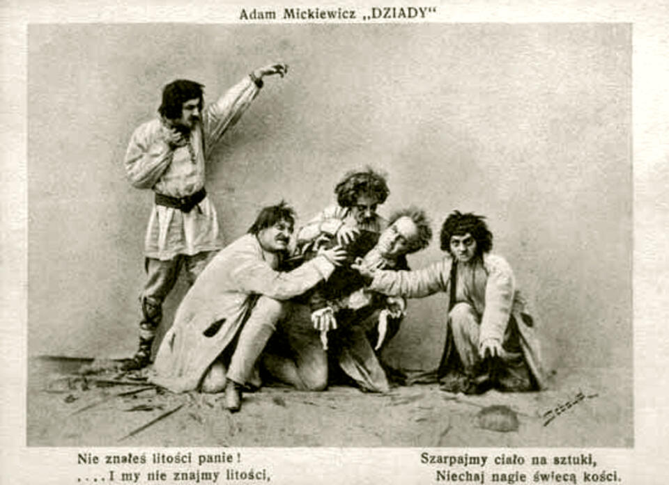 Scena z inscenizacji "Dziadów" Stanisława Wyspianskiego z 1901 r. Fot. Wikipedia