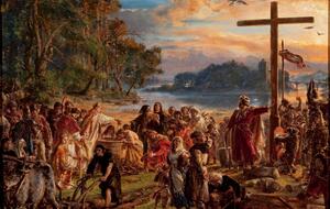 Jan Matejko, Zaprowadzenie chrześcijaństwa / autor: Wikipedia/Domena publiczna