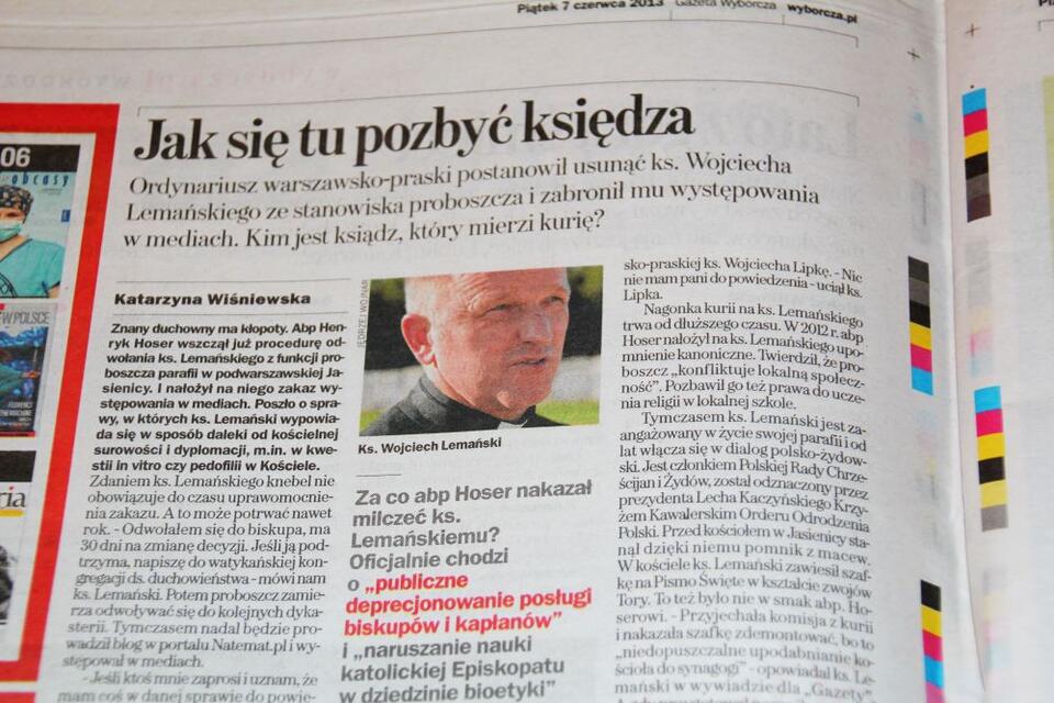 Fragment wywiadu z ks. Lemańskim w "Gazecie Wyborczej" Fot. wPolityce.pl