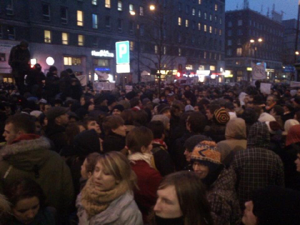 Demonstracja przeciwników ACTA przed PE, Warszawa, 24 stycznia 2012 r. 