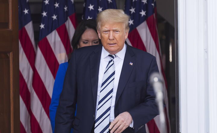 Donald Trump podczas konferencji prasowej 7 lipca 2021 r. / autor: fotoserwis PAP