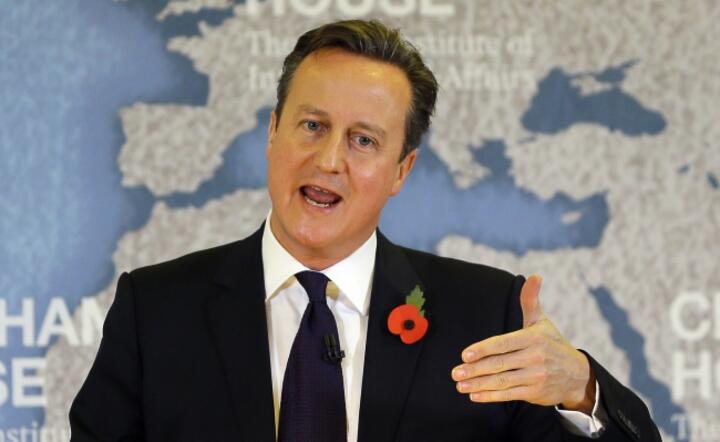 Premier David Cameron w trakcie wtorkowego wystąpienia w prestiżowym think tanku Chatham House fot. PAP/EPA/KIRSTY WIGGLESWORTH 