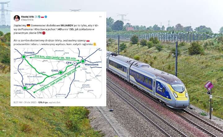 Szybki pociąg Velaro produkcji Siemensa - taki tabor chce kupić dla CPK rząd Donalda Tuska / autor: Pixabay / @macvlk