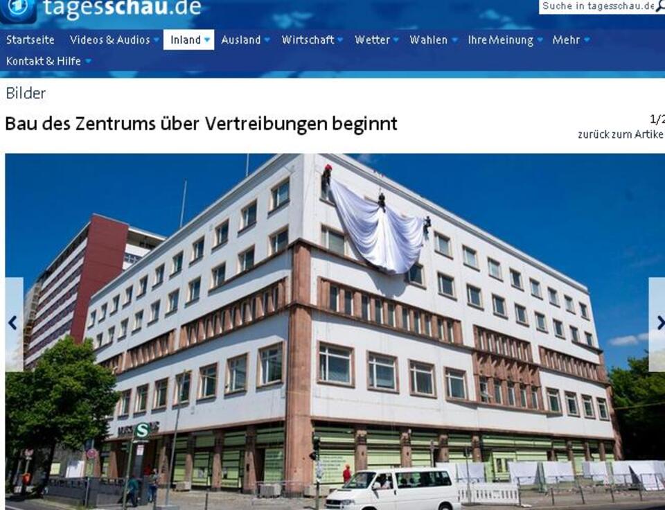 tagesschau.de: Rozpoczęto budowę Centrum przeciwko Wypędzeniom w Berlinie