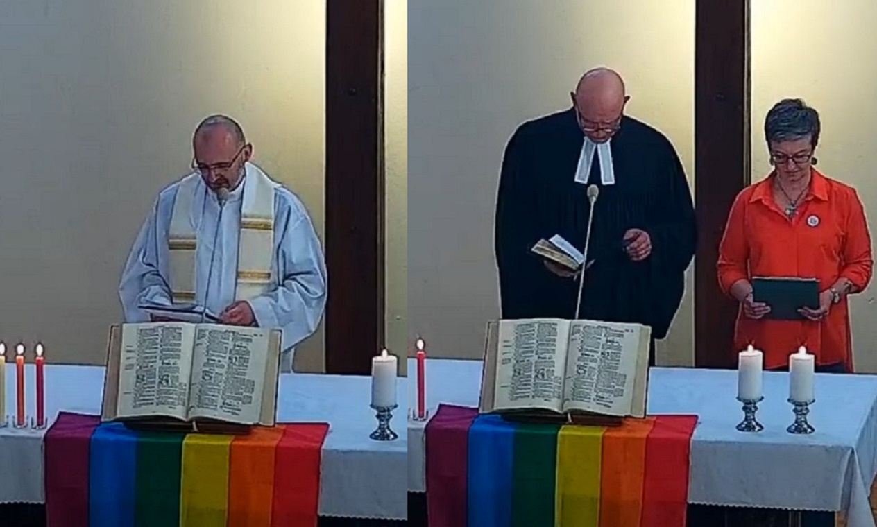 Tęczowe "nabożeństwo". Udział wziął także katolicki ksiądz