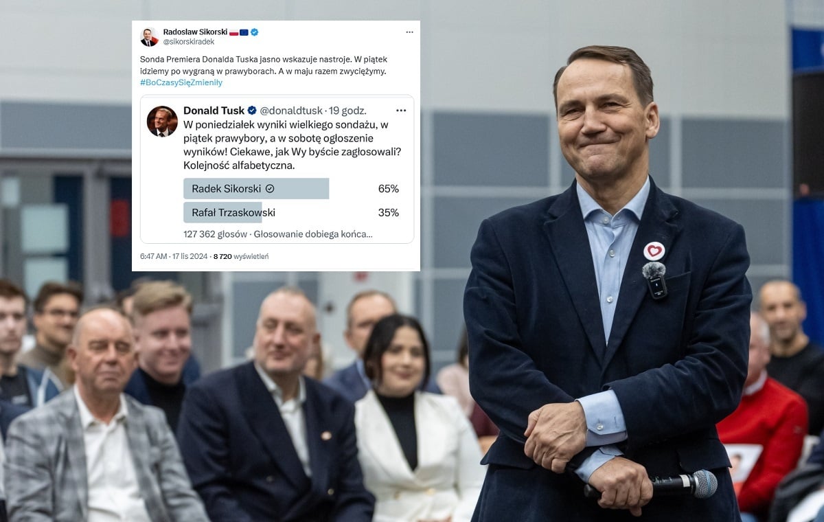 Sikorski ogłasza zwycięstwo... w sondzie Tuska na X