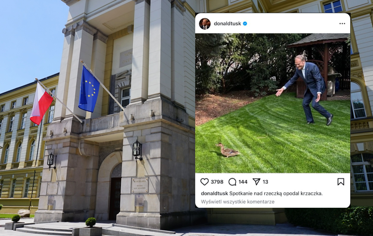 Papa z żartem na poziomie przedszkola. Zdjęcie z kaczorem