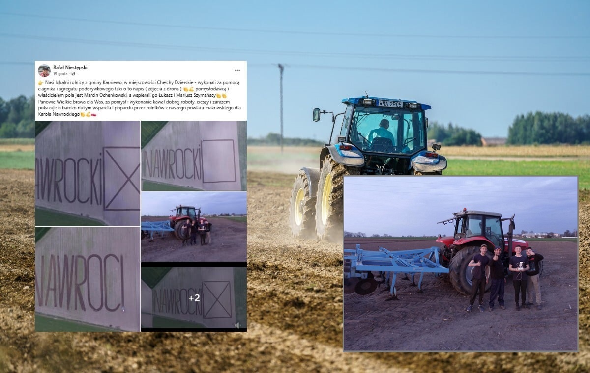 Rolnicy wspierają Nawrockiego! Wykonali ogromny "baner"