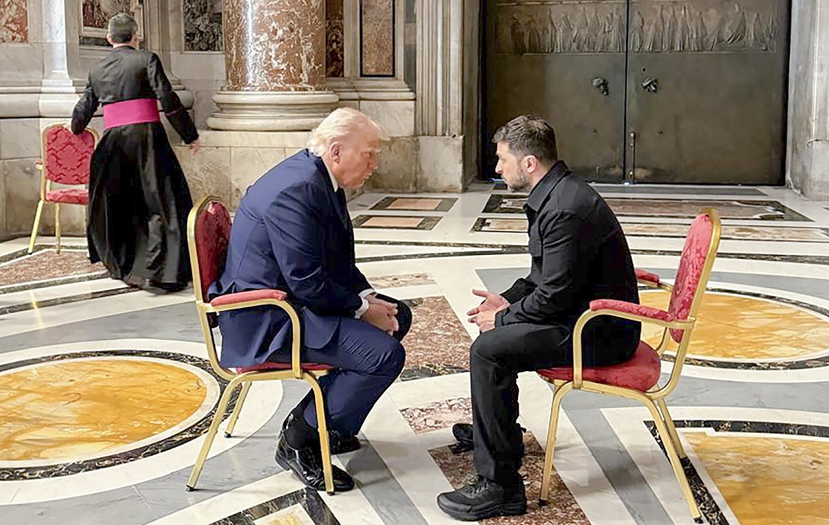 Symboliczne zdjęcia! Zełenski i Trump w Bazylice św. Piotra