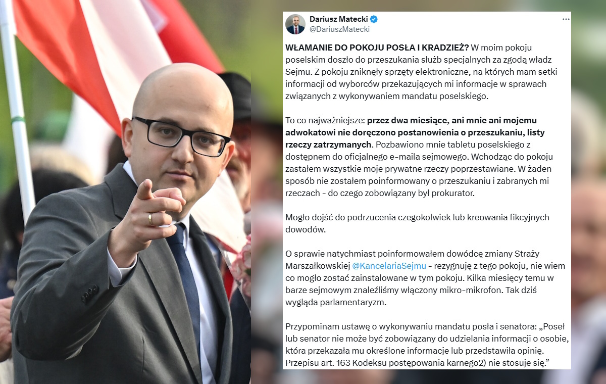 Матецки: Служба безопасности обыскала мою парламентскую комнату