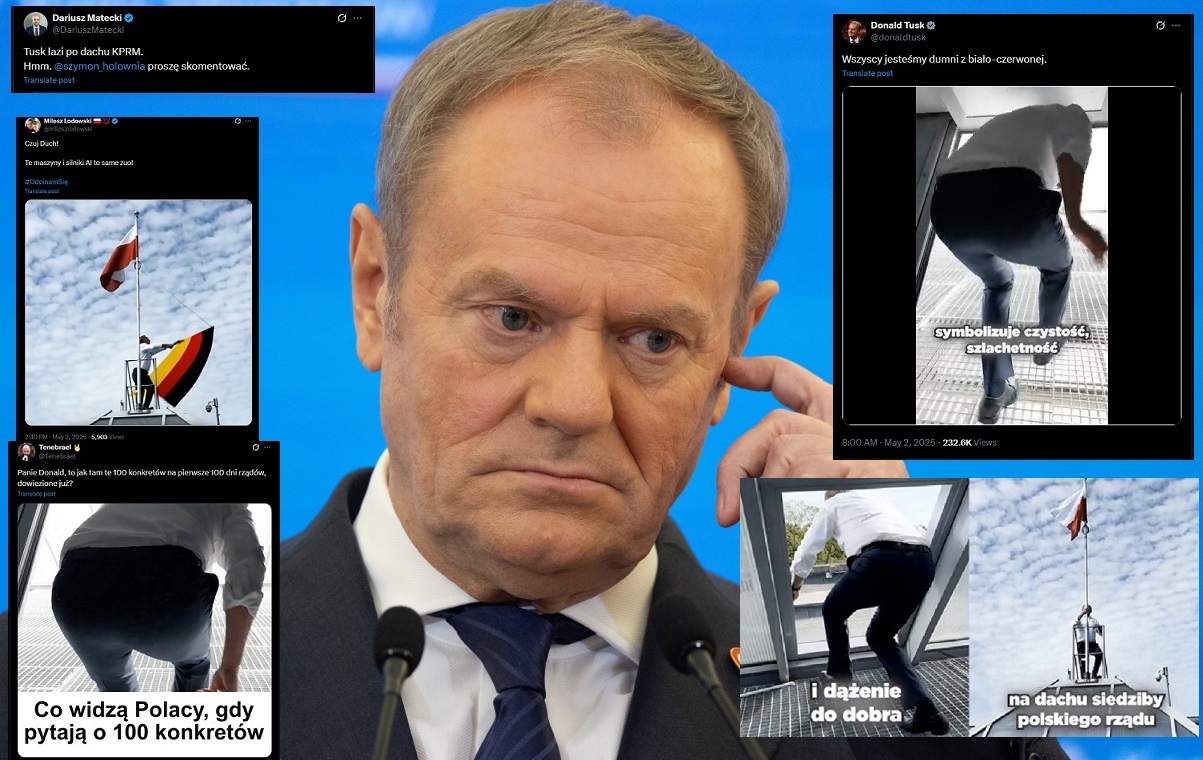 Papa świętuje Dzień Flagi... na dachu. Fanatyk go ukarze?