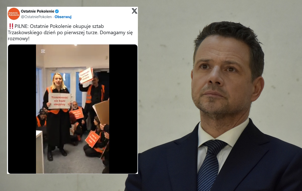 PILNE. Ostatnie Pokolenie okupuje sztab Trzaskowskiego