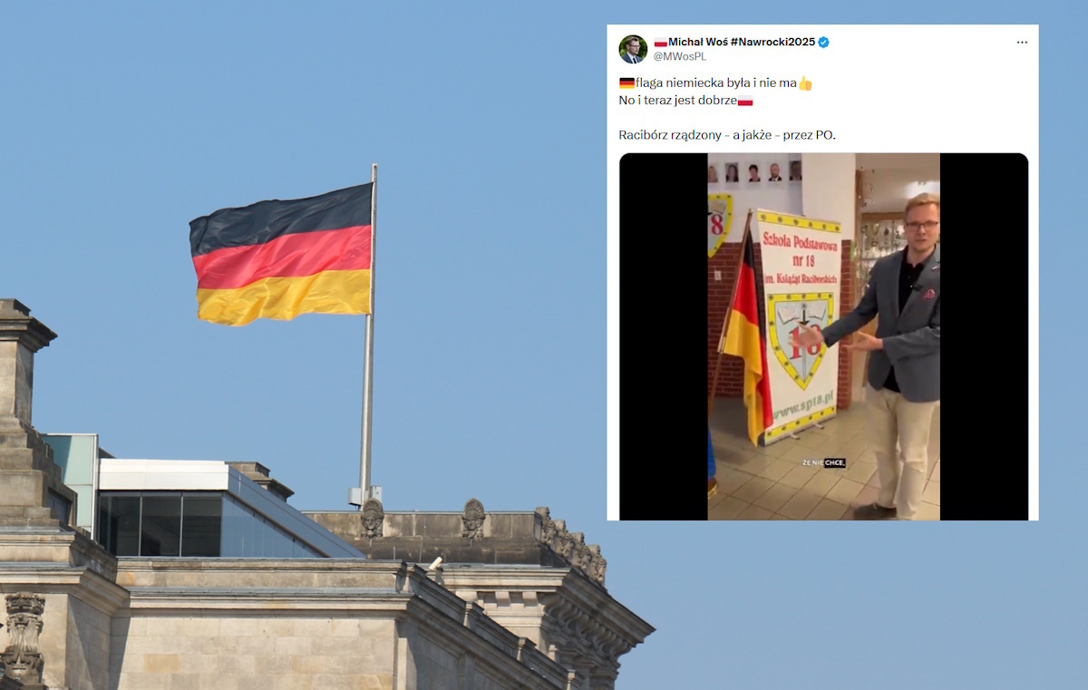 Niemiecka flaga obok lokalu wyborczego! Interwencja posła