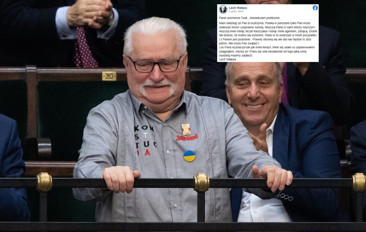 Wałęsa wspiera Tuska: Tylko pan może uratować honor Polski