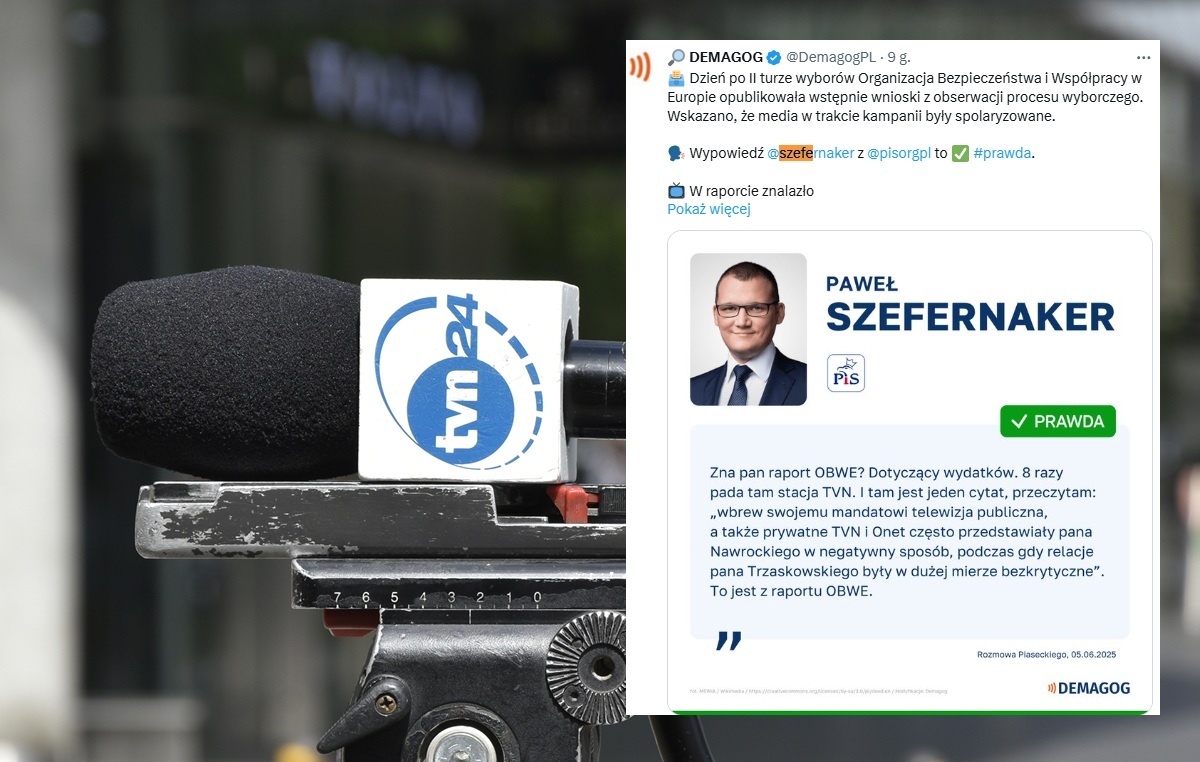 "To prawda". Demagog przyznaje Szefernakerowi rację ws. TVN!