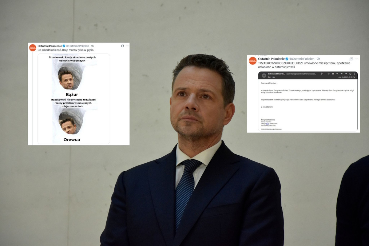 Trzaskowski nie spotka się z Ostatnim Pokoleniem:Oszukał nas