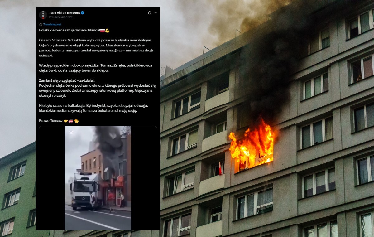 Heroiczna akcja Polaka w Dublinie! Ocalił mężczyznę z pożaru