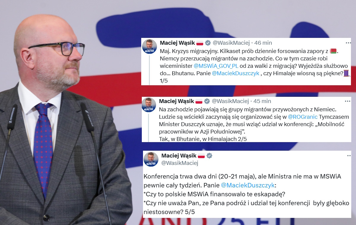 Kryzys na granicy, a Duszczyk w Bhutanie. Wąsik: Niestosowne