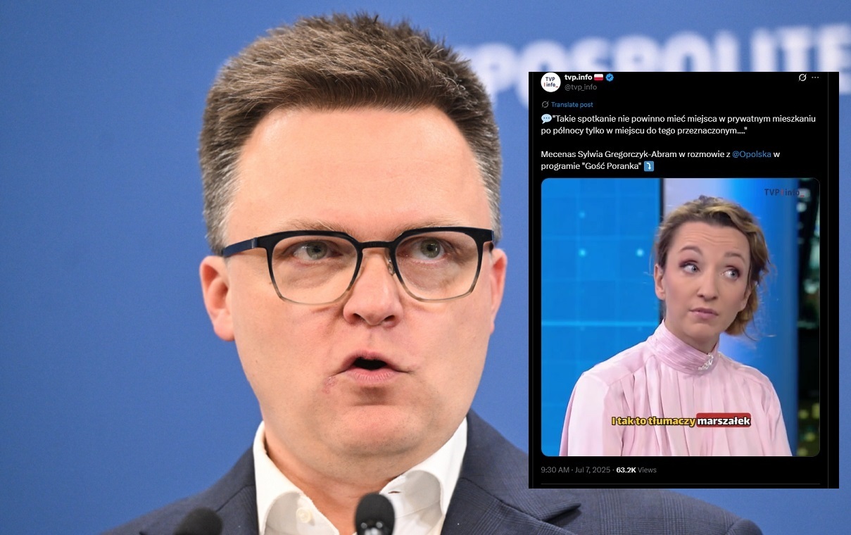 A lawyer   from the "Wejście" group lectures Hołownia. It was about a meeting