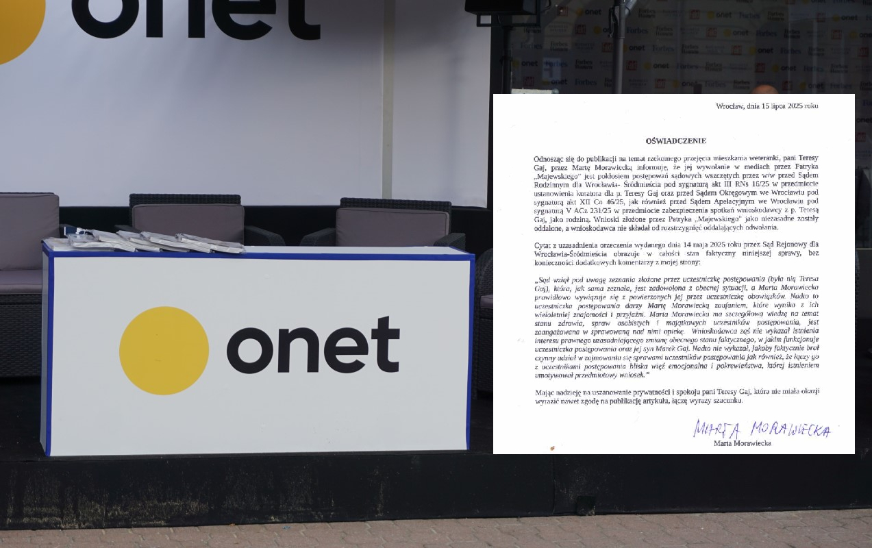 TYLKO U NAS. Oświadczenie Morawieckiej po artykule Onetu