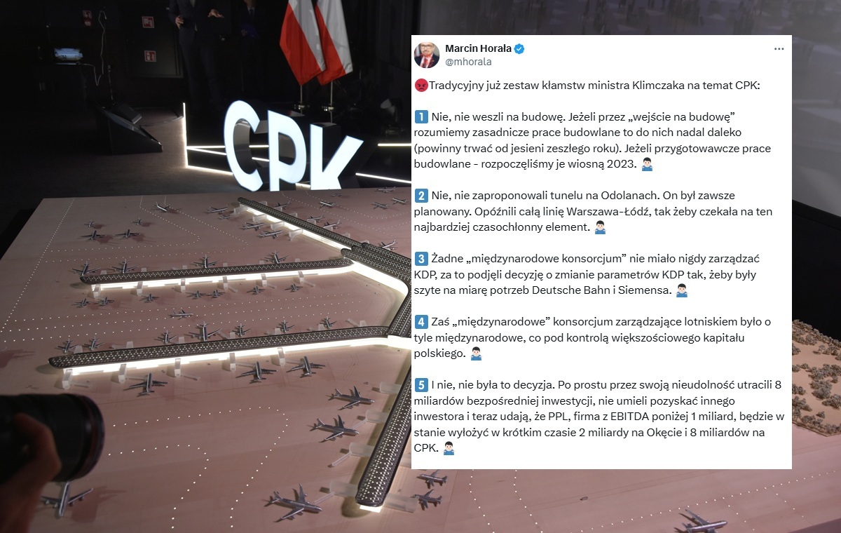 Brudna gra ws. CPK. Horała: "Zestaw kłamstw"
