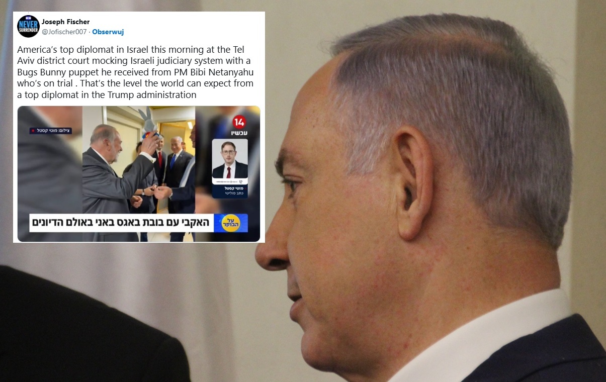 Ambasador USA na rozprawie Netanjahu. Przyniósł maskotkę