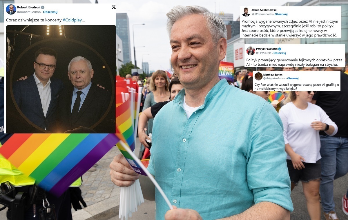 Żałosne!Biedroń uderza w Hołownię grafiką stworzoną przez AI