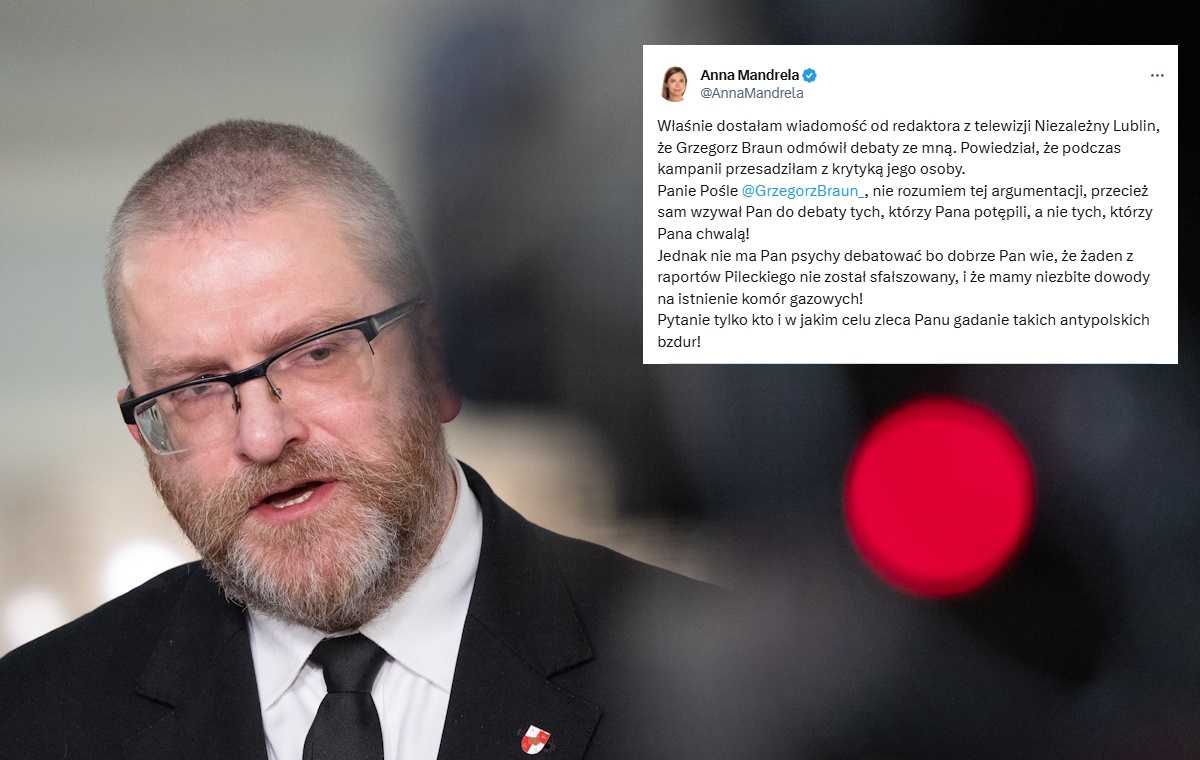 Braun miał nie chcieć debatować z Mandrelą o Auschwitz