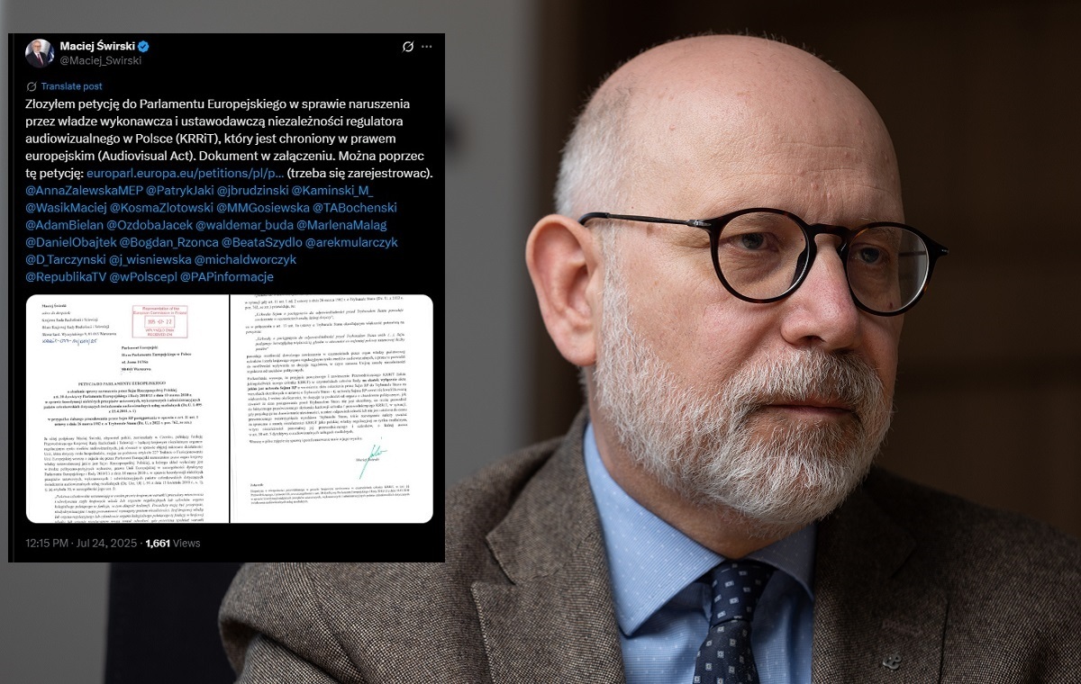 Świrski składa petycję do PE. Chodzi o Trybunał Stanu