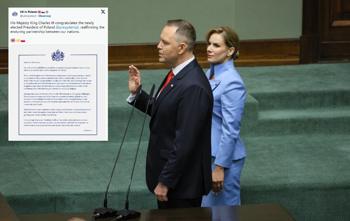 wiadomości,aktualności,wPolityce.pl Król Karol III składa gratulacje Karolowi Nawrockiemu