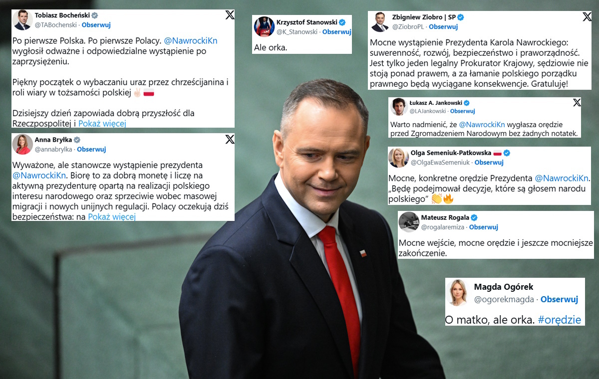 Fala entuzjazmu po orędziu nowego prezydenta RP. "Ale orka"