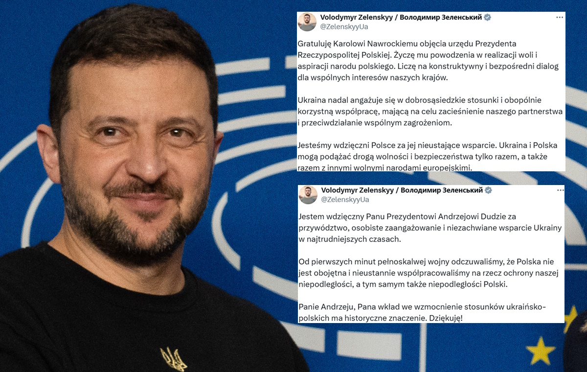 Zełenski pogratulował K. Nawrockiemu i podziękował A. Dudzie