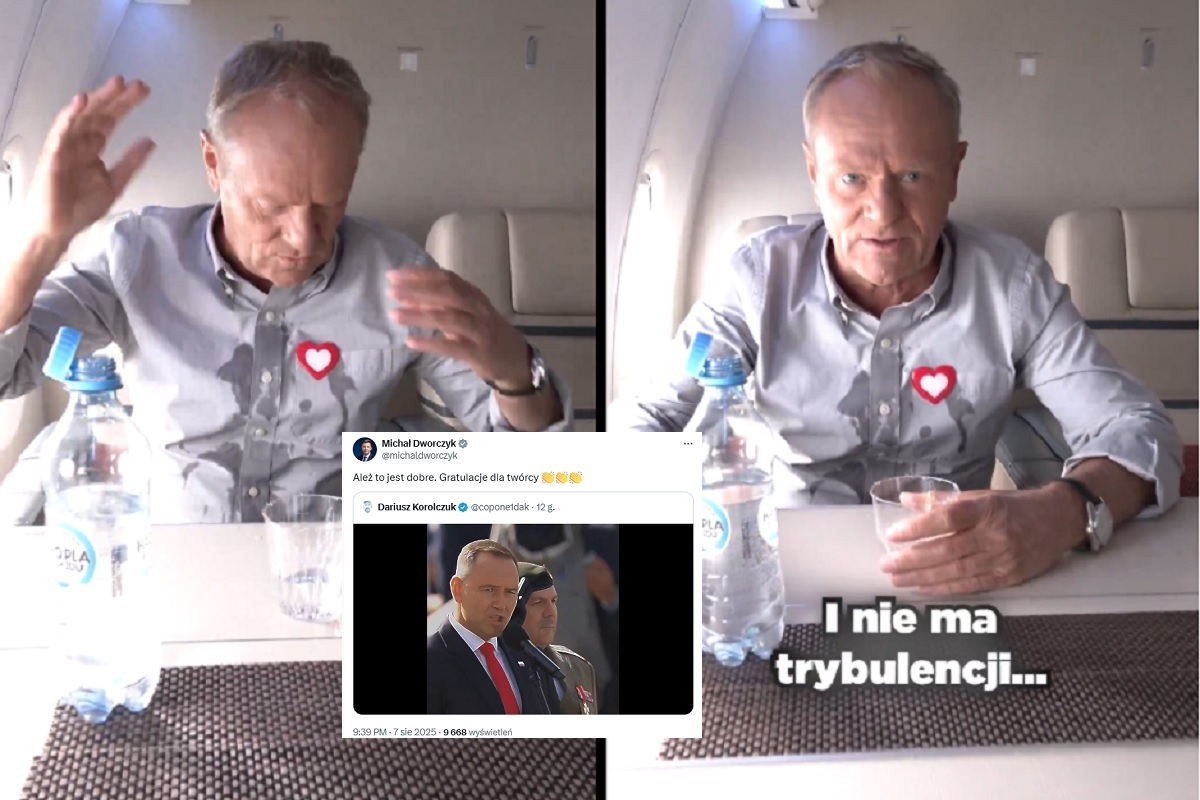 Tusk w samolocie oblał się wodą. Powstała dosadna przeróbka!