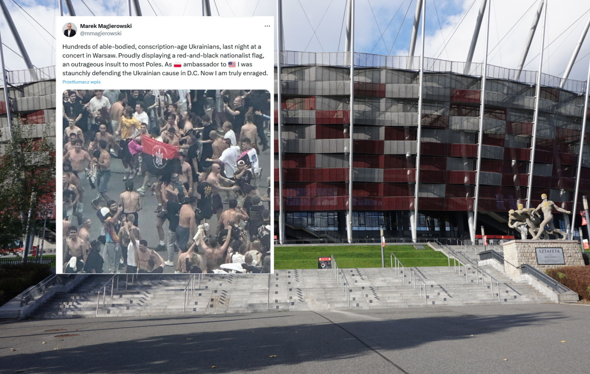 Banderowska flaga na Narodowym. Magierowski: Jestem wściekły