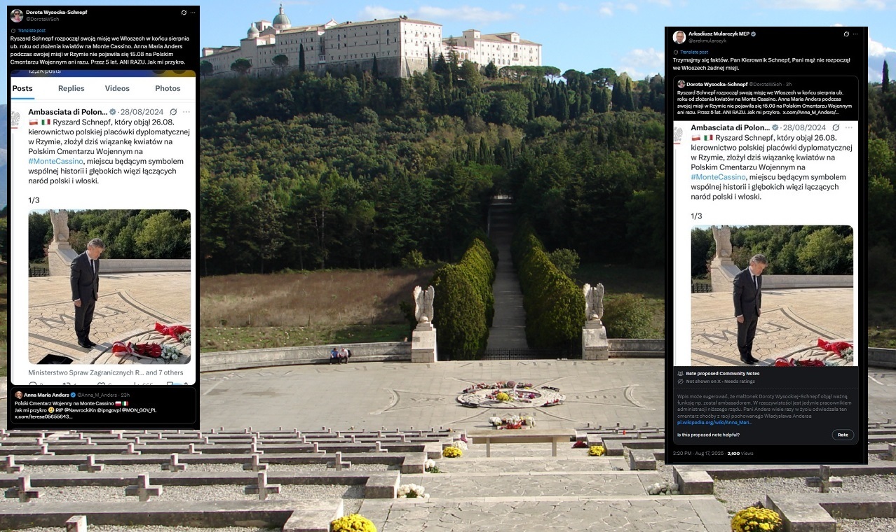 Zapomniane Monte Cassino? Wysocka-Schnepf broni męża