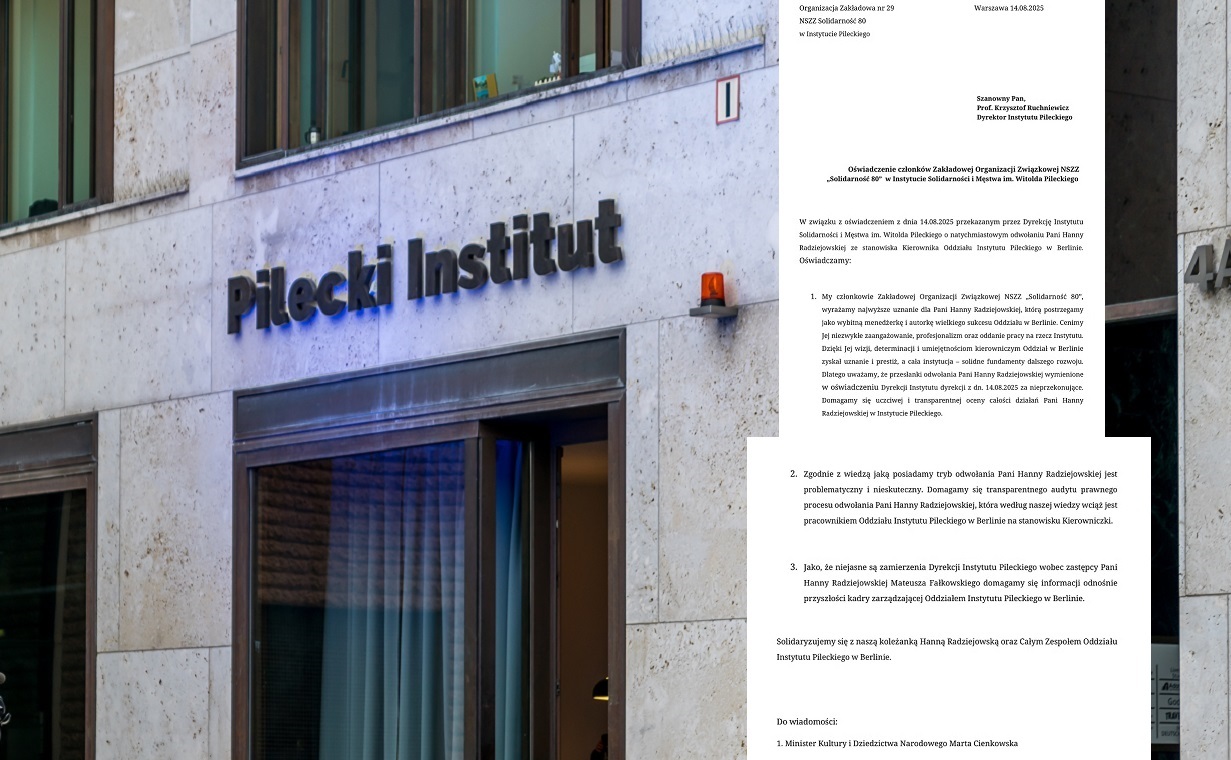 "Solidarność" w Instytucie Pileckiego broni Radziejowskiej