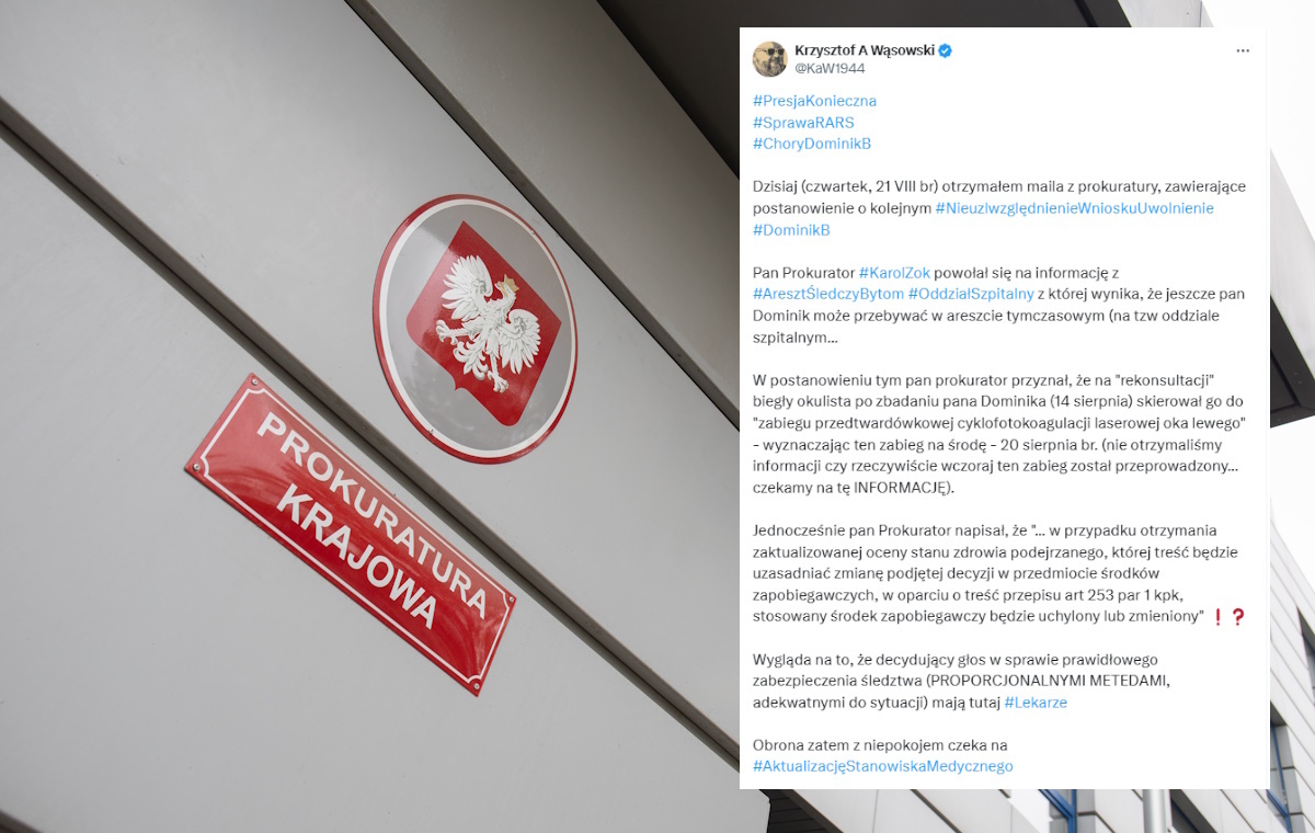 Neo-prokuratura nie zwolniła z aresztu Dominika B.