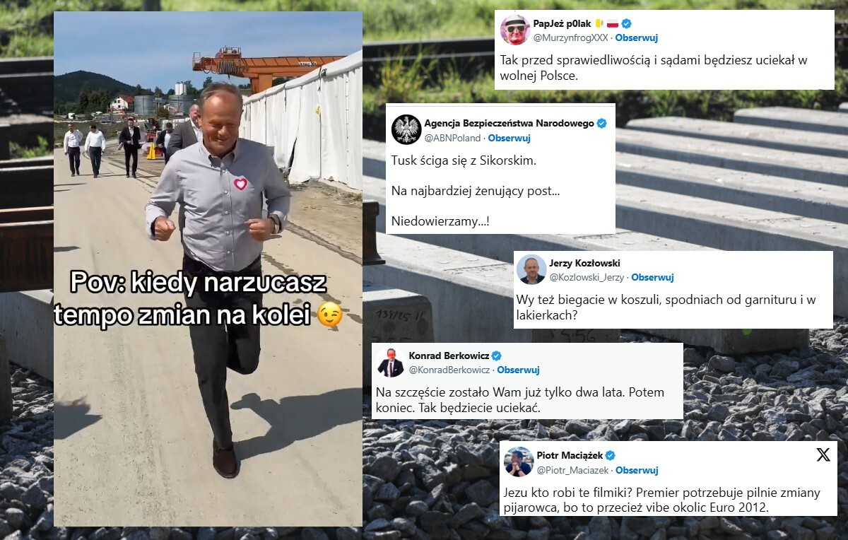 Kuriozum. Tusk biega, "narzucając tempo zmian na kolei"