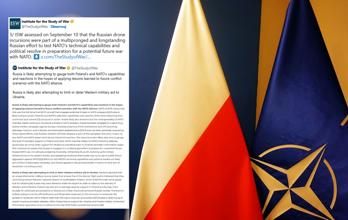 ISW: Mało prawdopodobne, by tyle dronów leciało przypadkiem