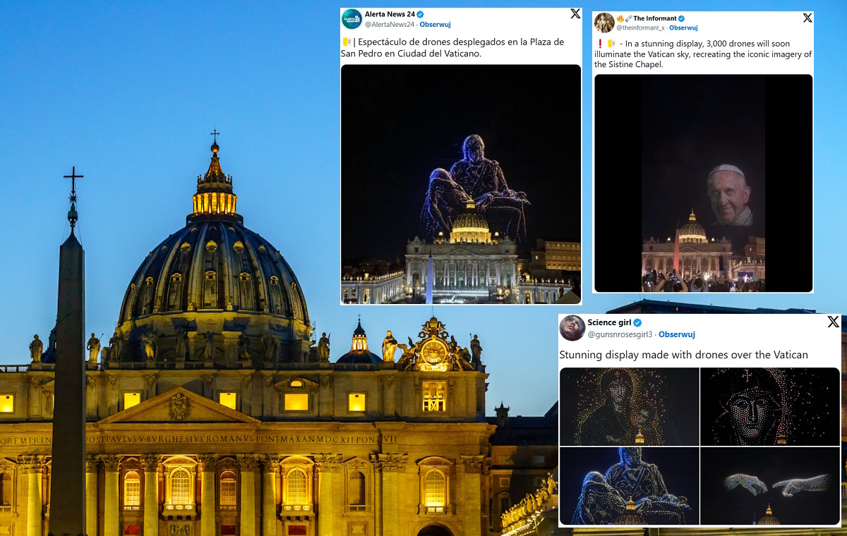 wiadomości,aktualności,wPolityce.pl Ależ widowisko! Wspaniały pokaz dronów i koncert w Watykanie