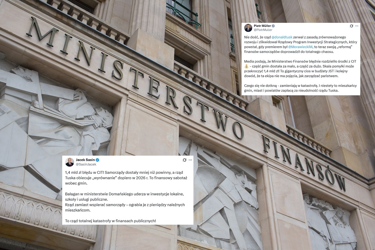 Sasin: 1,4 mld zł błędu w CIT! Samorządy dostały mniej