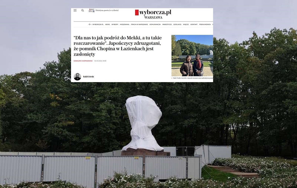 Japończycy załamani, że nie mogli zobaczyć pomnika Chopina! wiadomości,aktualności,wPolityce.pl Japończycy załamani, że nie mogli zobaczyć pomnika Chopina!