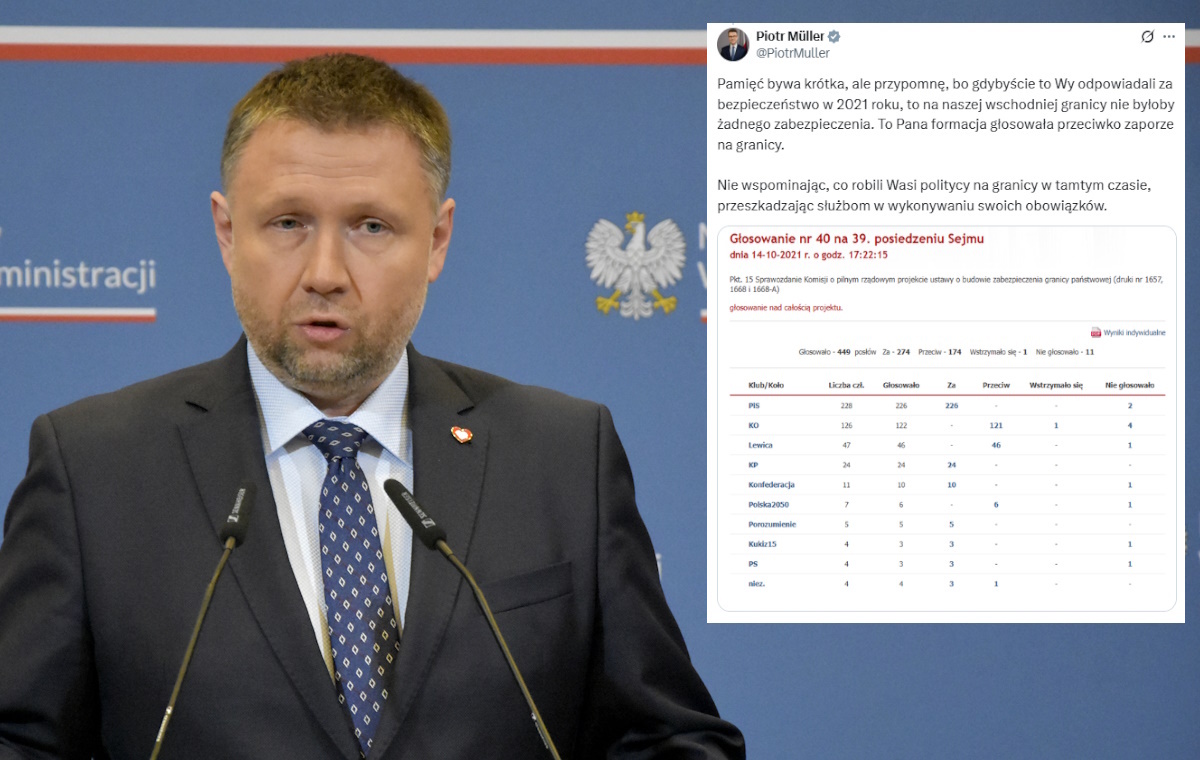 Müller odświeżył Kierwińskiemu pamięć ws. zapory na granicy