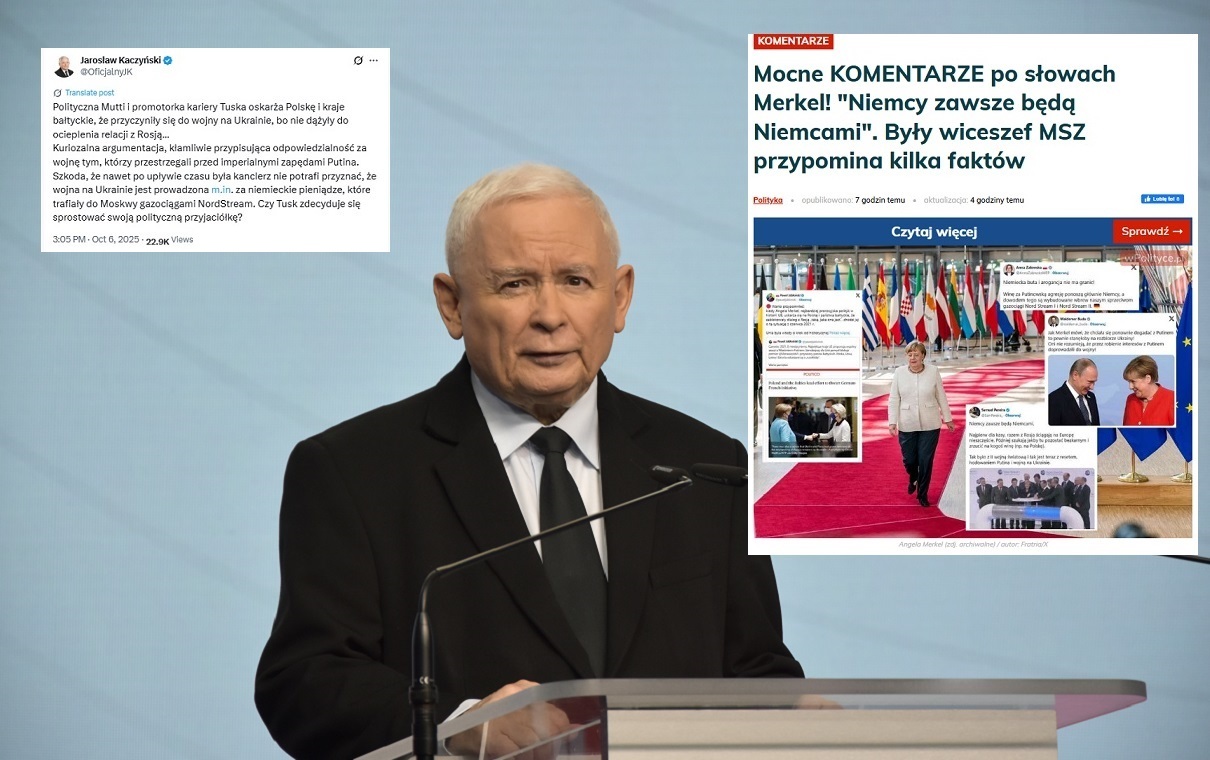 J. Kaczyński o Merkel: Polityczna Mutti i promotorka Tuska