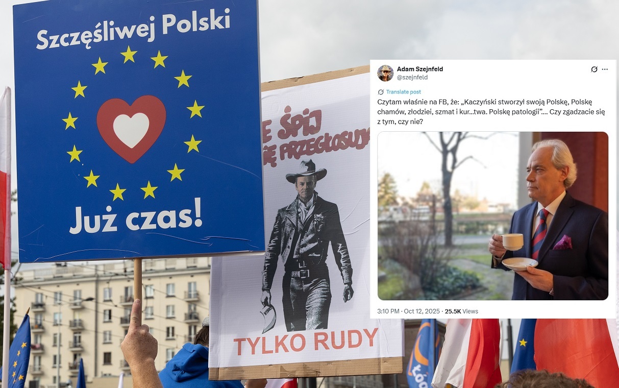 Szejnfeld przy "kawusi" hejtuje połowę Polaków!