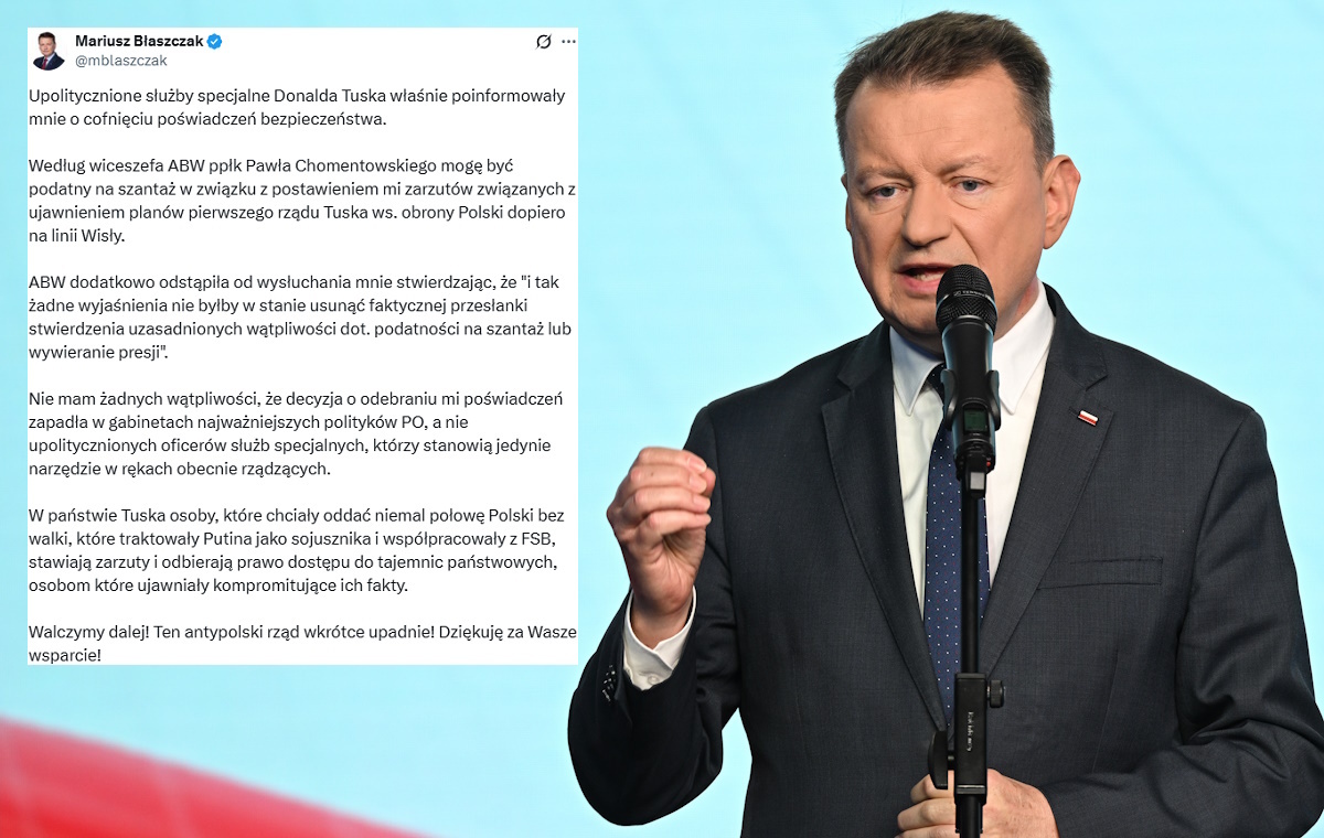 Żałosne! Błaszczakowi cofnięto poświadczenia bezpieczeństwa