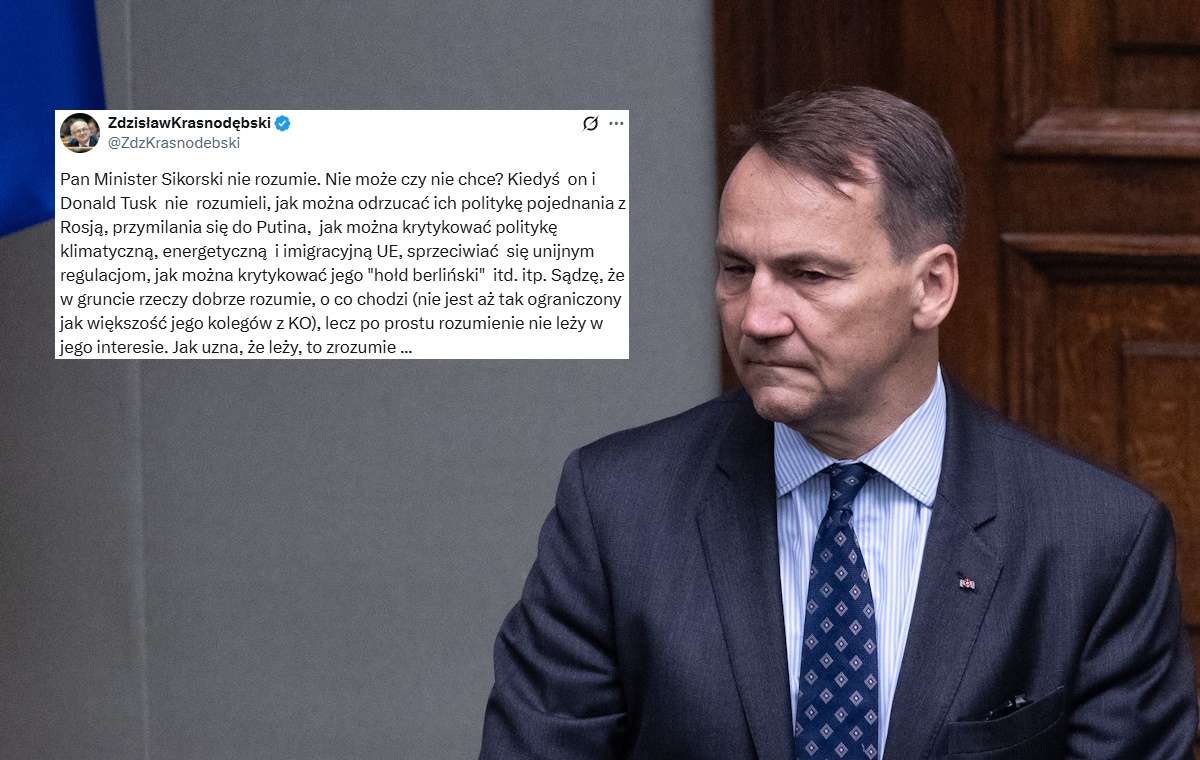 Sikorski drwi z PiS. Krasnodębski sprowadził go na ziemię